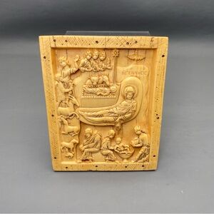 X'MAS SPECIAL VTG BIBLE SCENE CRAFTED EMBOSSED RESIN/HARD PLASTIC FRAME